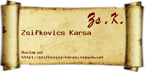 Zsifkovics Karsa névjegykártya